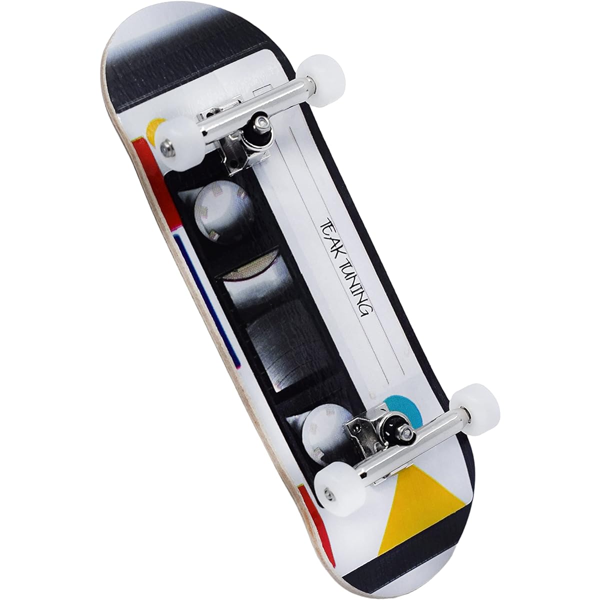 Teak Tuning Full Fingerboard Cassette Tape Edition - Premium Heat Transfer Graphics - Pro Shapes & Sizes - Bearing Wheels Pro Truck 61A Pro Duro Bushings - 32mm x 97mm Deck