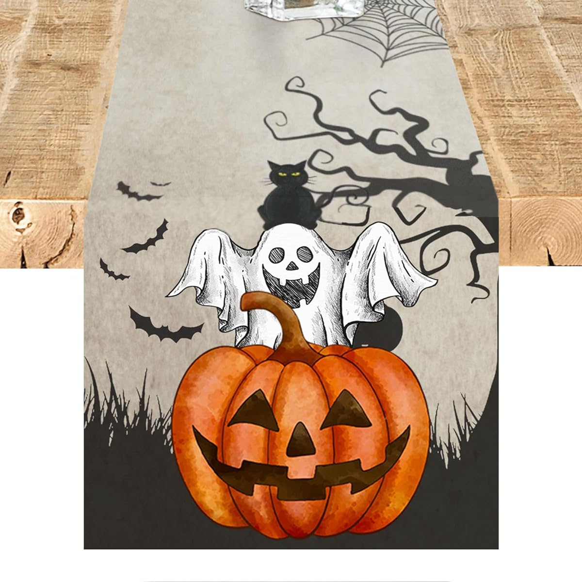 Halloween Table Runner 72 Inch Long Halloween Decorations Indoor Halloween Pumpkin Table Runner Home Party Decor