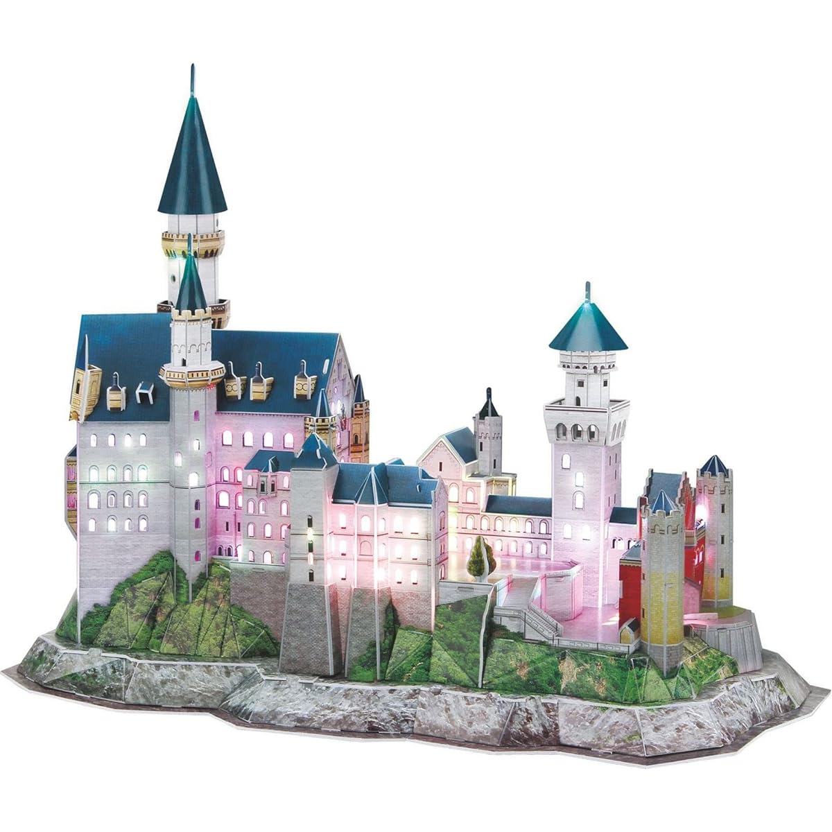 Revell Schloss Neuschwanstein Castle LED Light Large 3D Puzzle for Adults and Kids Ages 10+ Art Craft Building 128 Pieces