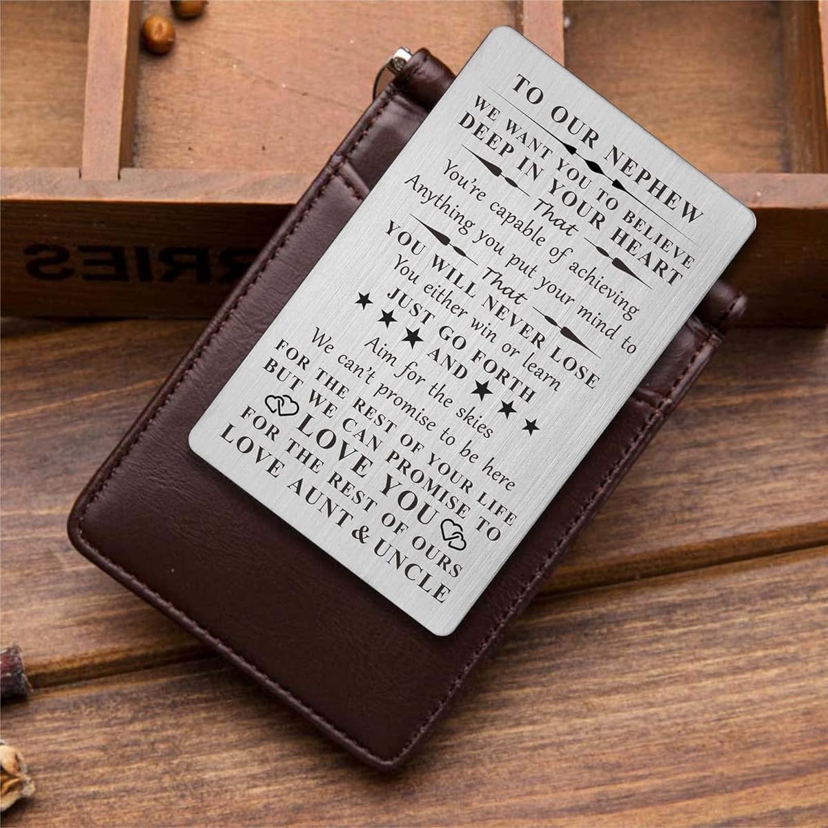 Nephew Gifts from Aunt and Uncle - To My Favorite Nephew Wallet Card Insert - Christmas Birthday Graduation Gifts Gifts for Nephew