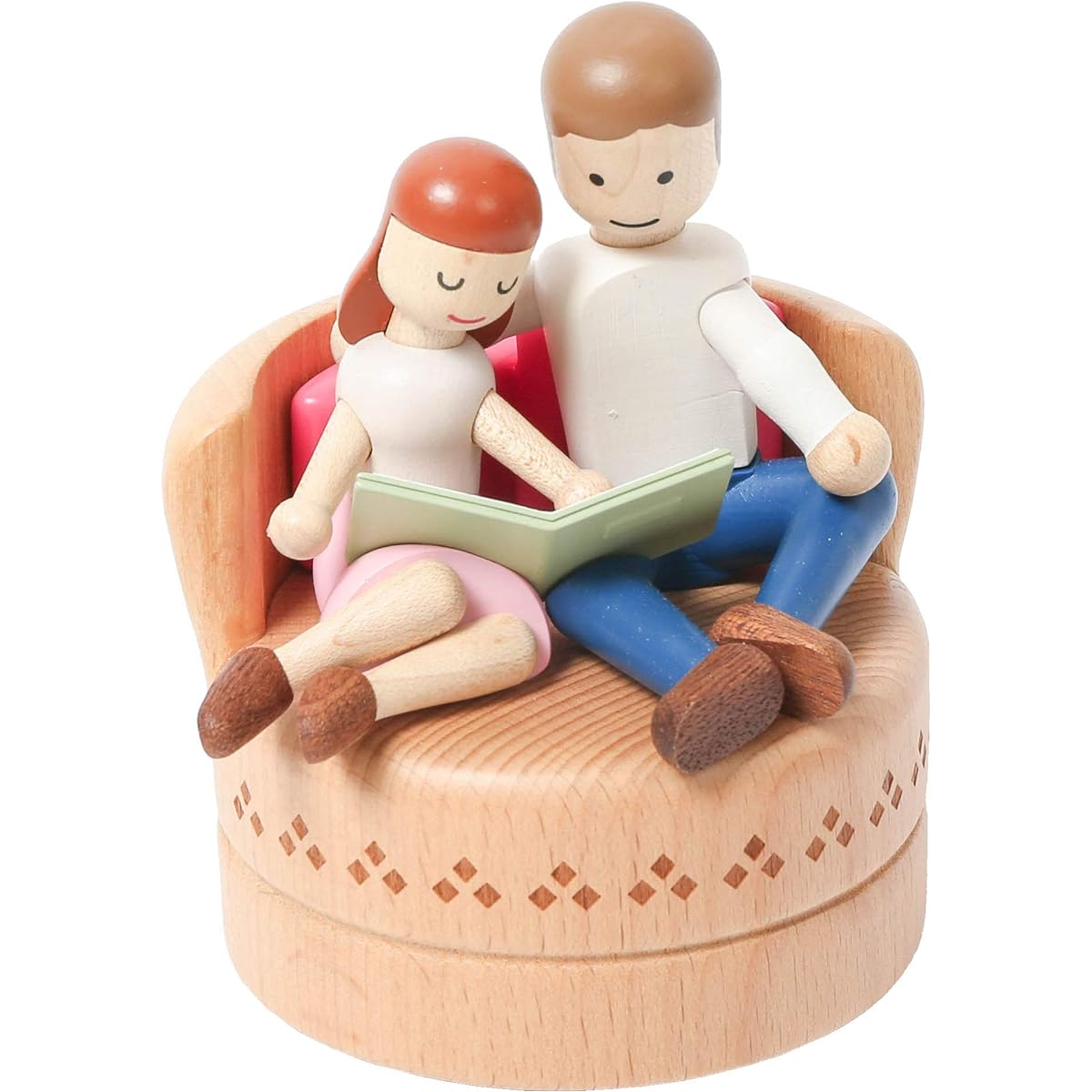 Wooderful Life Music Box Natural Wood Color | Couple Sofa | 1060911 | Handmade Clear Texture Beautiful Romantic Gift | Play - Love and Again (Nocturne)