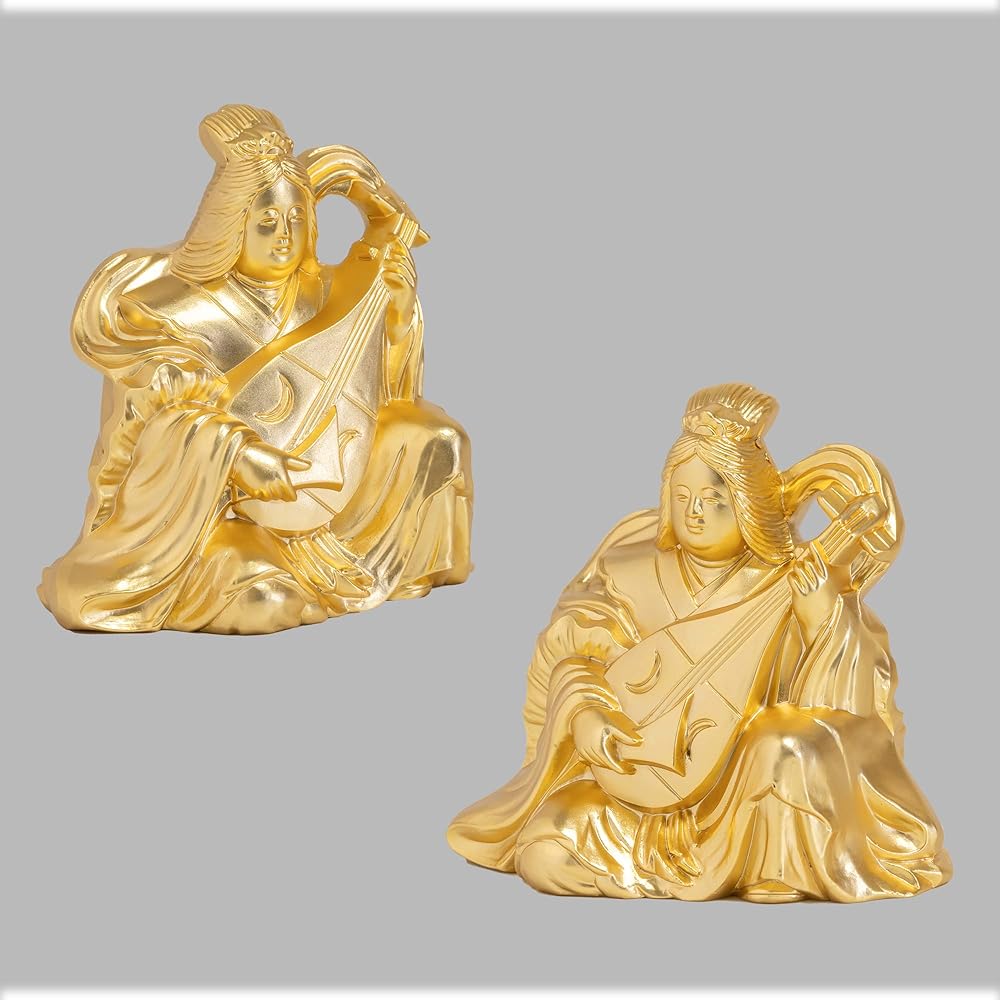 Good Luck Seven Lucky Gods Benzaiten (Gold plated/24K gold) Buddhist sculptor: Hideun Makita Prototype_Buddha statue Ornament Takaoka copperware (Benzaiten 7fg)