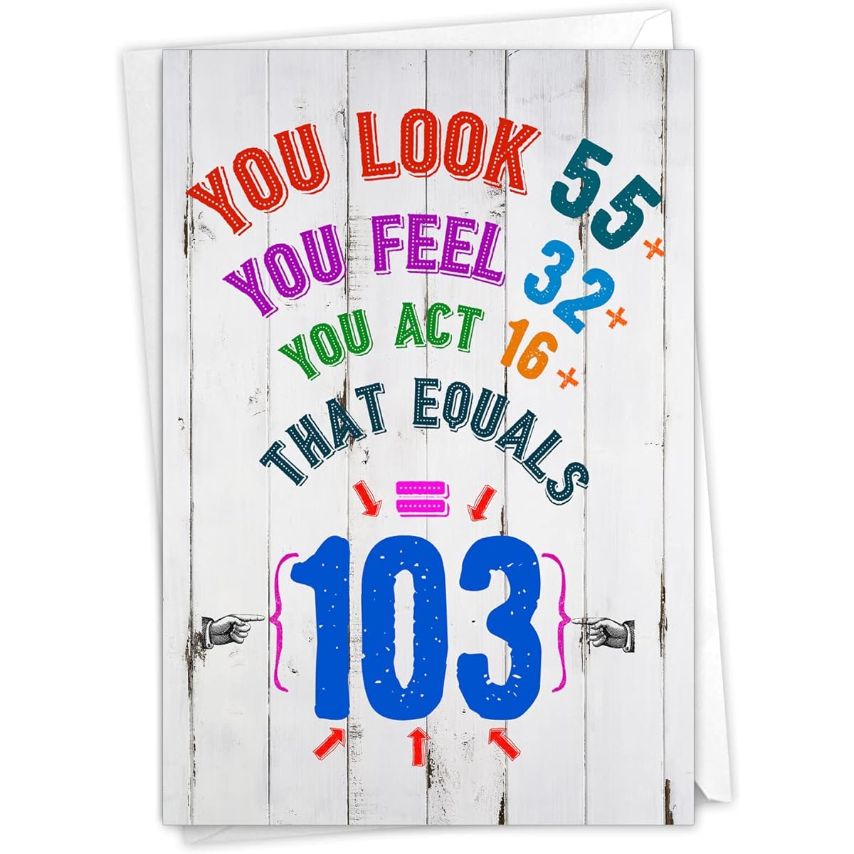 NobleWorks - Milestone Birthday Greeting Card with Envelope (4.63 x 6.75 Inch) - Age Equation-103 C2472MBG