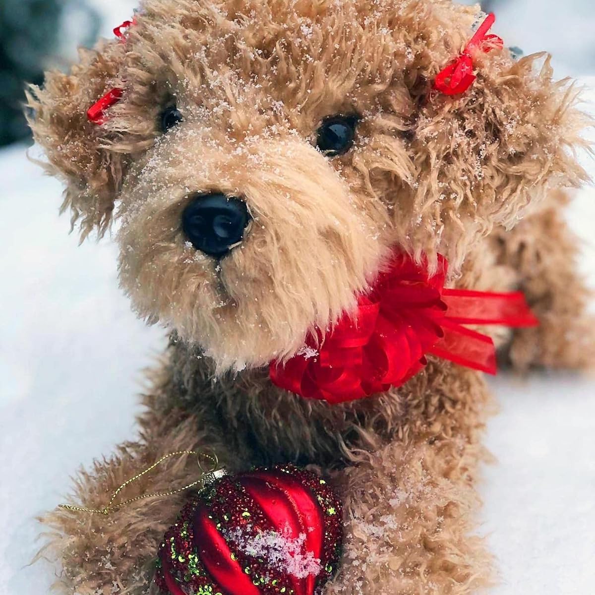 Auswella Stuffed Labradoodle Puppy Plush Toy - Bow Not Included