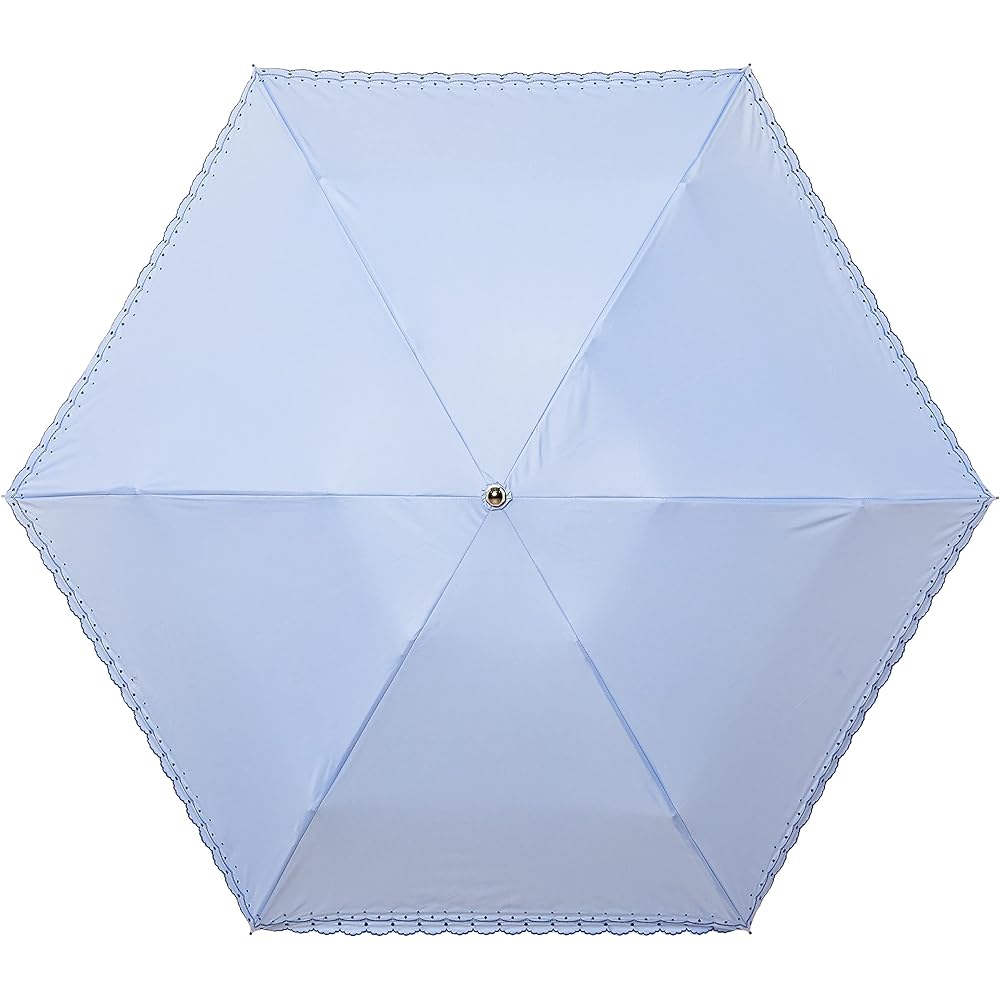 [Moonbat] Folding Umbrella um-feel (Anfeel) Dot Embroidery Parasol Parasol Folding Umbrella Women's 10952-02 [Heat Shielding, Class 1 Shading, For Both Sunny and Rainy Days, Lightweight] Saxophone Blue Saxophone Blue Rib Length: Approx. 50cm