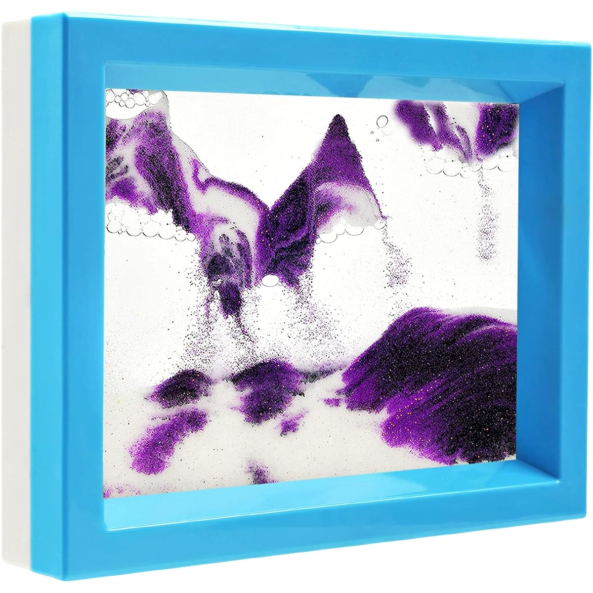 Moving Sand Art Liquid In Motion Hourglass Timer Dynamic Sand Picture Frame Desktop Office Home Wedding Sensory Anxiety Fidget Calm and Relaxing (Purple White Black)