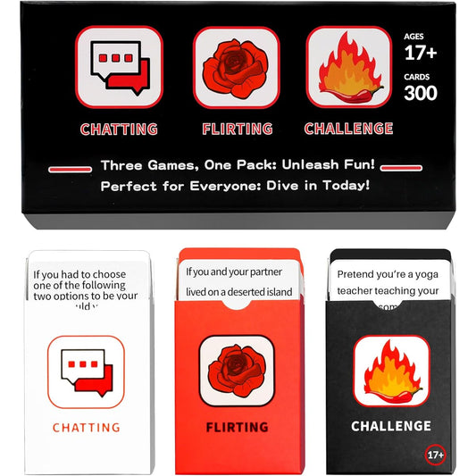 300 Fun Game Cards for Couples Romantic Couples Games: Chatting/Flirting/Challenges - Perfect Date Night Gift Unique Dating Adventure Game