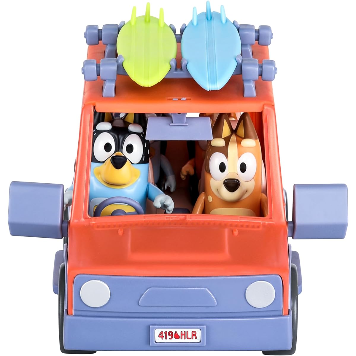 Bluey Heeler Family 4WD Vehicle and Figure 4-Pack 2.5-3 Inch Figures with Surfboard Accessories and 2 Stickers, 17637