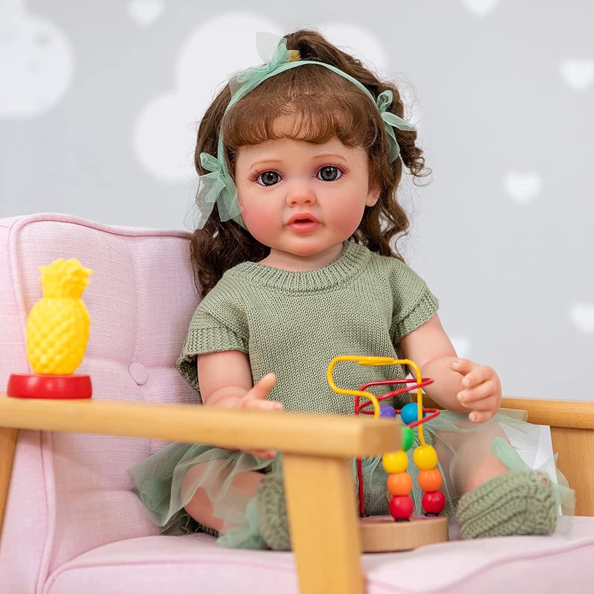 Reborn Baby Doll Silicone Vinyl Full Body Grill - 22" Realistic Newborn Toddler Doll Anatomically Correct Washable Toy for Ages 3+