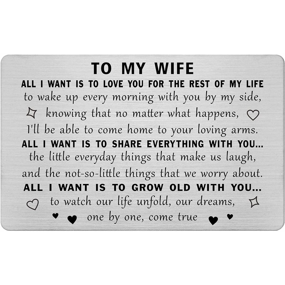 Metal Engraved Gift Love for Wife You for The Rest of My Life Wedding Anniversary Card Valentine Gift for Her Birthday Christmas Gift for Wife