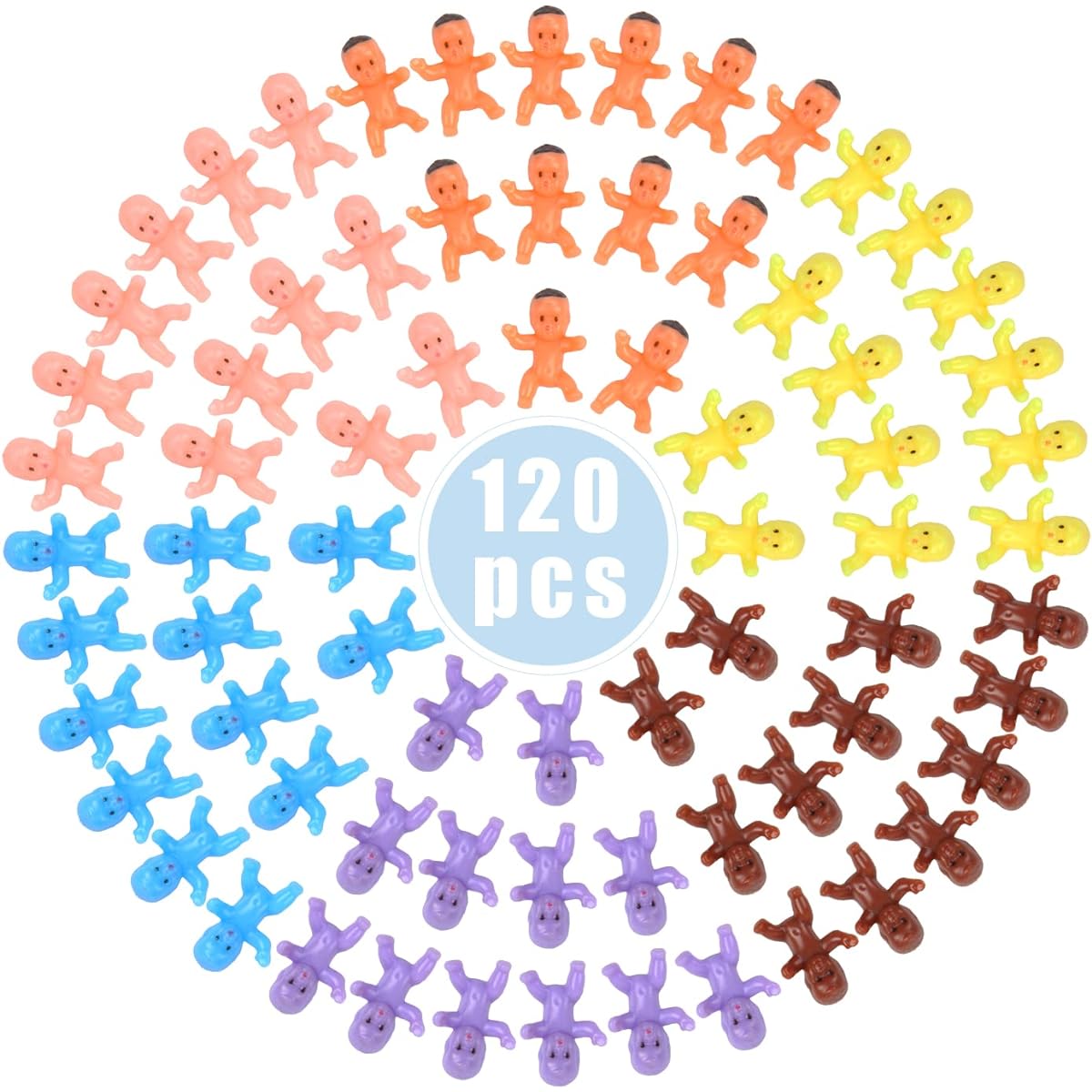 SULOLI Plastic Baby Set, 120 Pieces Mini Baby King Cake Baby Shower Party Favor 1 Inch
