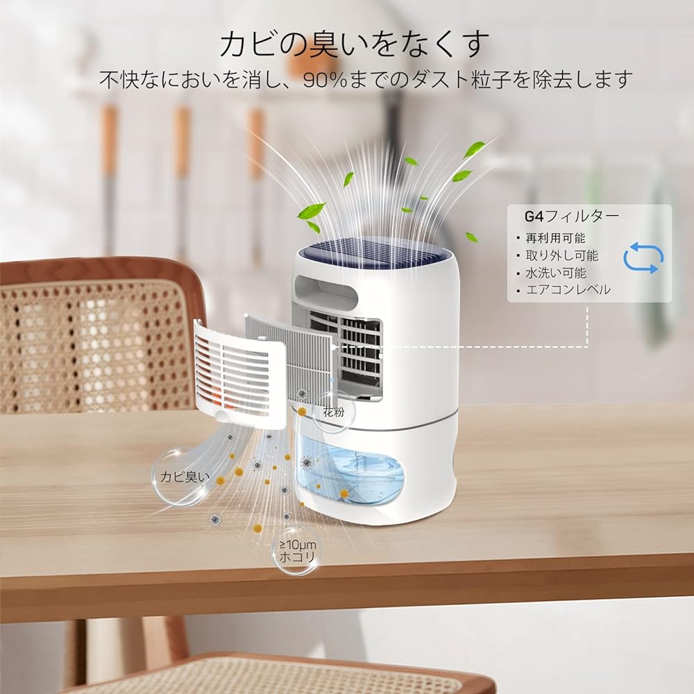 Dr.Prepare Dehumidifier, 33.8 fl oz (1,000 ml), Small Dehumidifier, For Narrow Spaces, Dehumidifier, Rainy Season Protection, 2-in-1, Dehumidifier & Air Purifier, Negative Ions, Silent, G4 Filter,