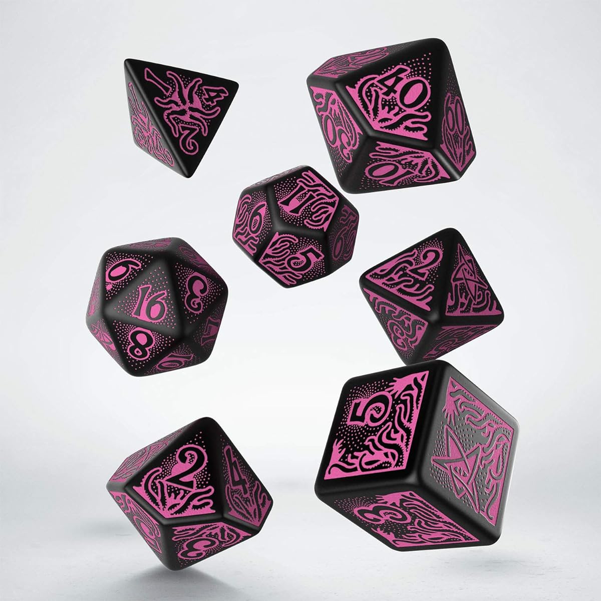 Q-Workshop Call of Cthulhu 7E: Black & Magenta Dice Set (QWOCTR3P)