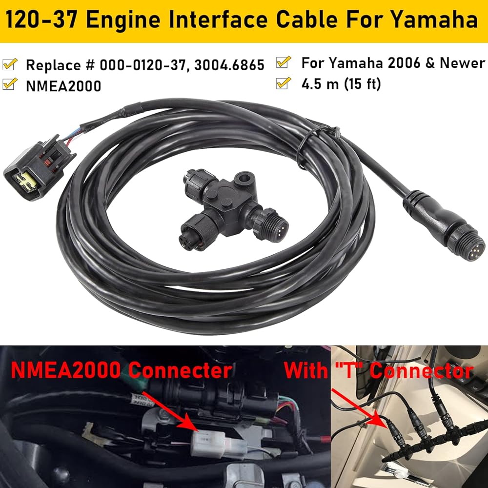 Engine Interface Cable Yamaha 2006-Up NMEA2000 with T Connector 15' - 120-37
