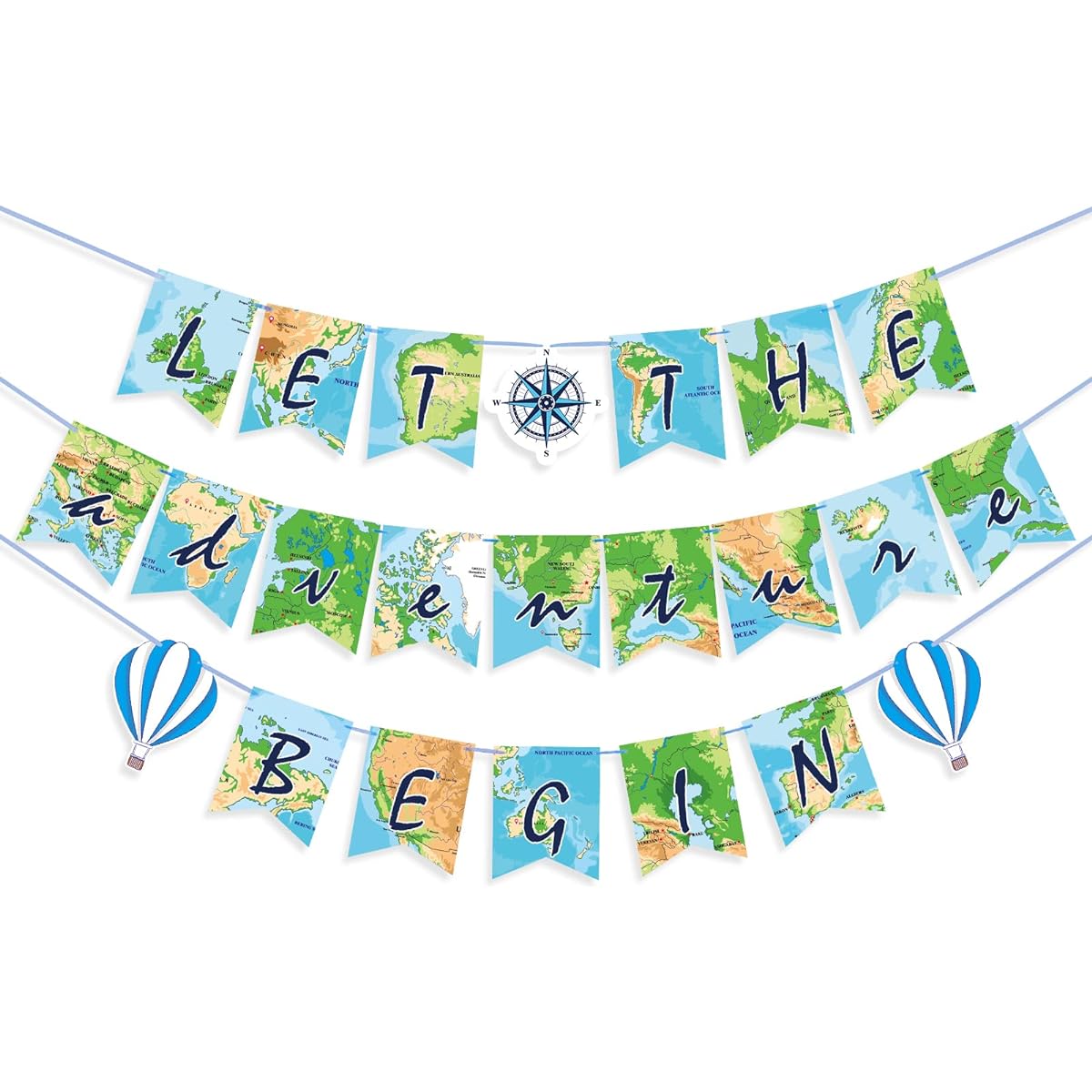 Bon Voyage Birthday Party Banner - Travel Themed Party Decorations Supplies Around the World Letters Photo Backdrop Adventure Time Party Banner for Outings, Baby Shower, Birthday, Graduation Party