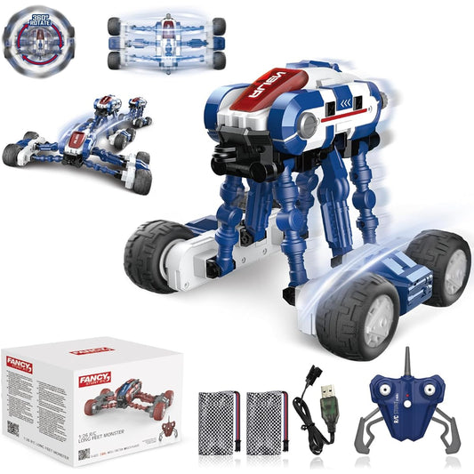 Desdoni Remote Control Car Monster Truck Vehicle 2.4Ghz 4WD Off-Road RC Stunt Car High Speed Car Toy Double Sided 360 Flip Rotating Car LED Gift for Kids Girls Boys Adults