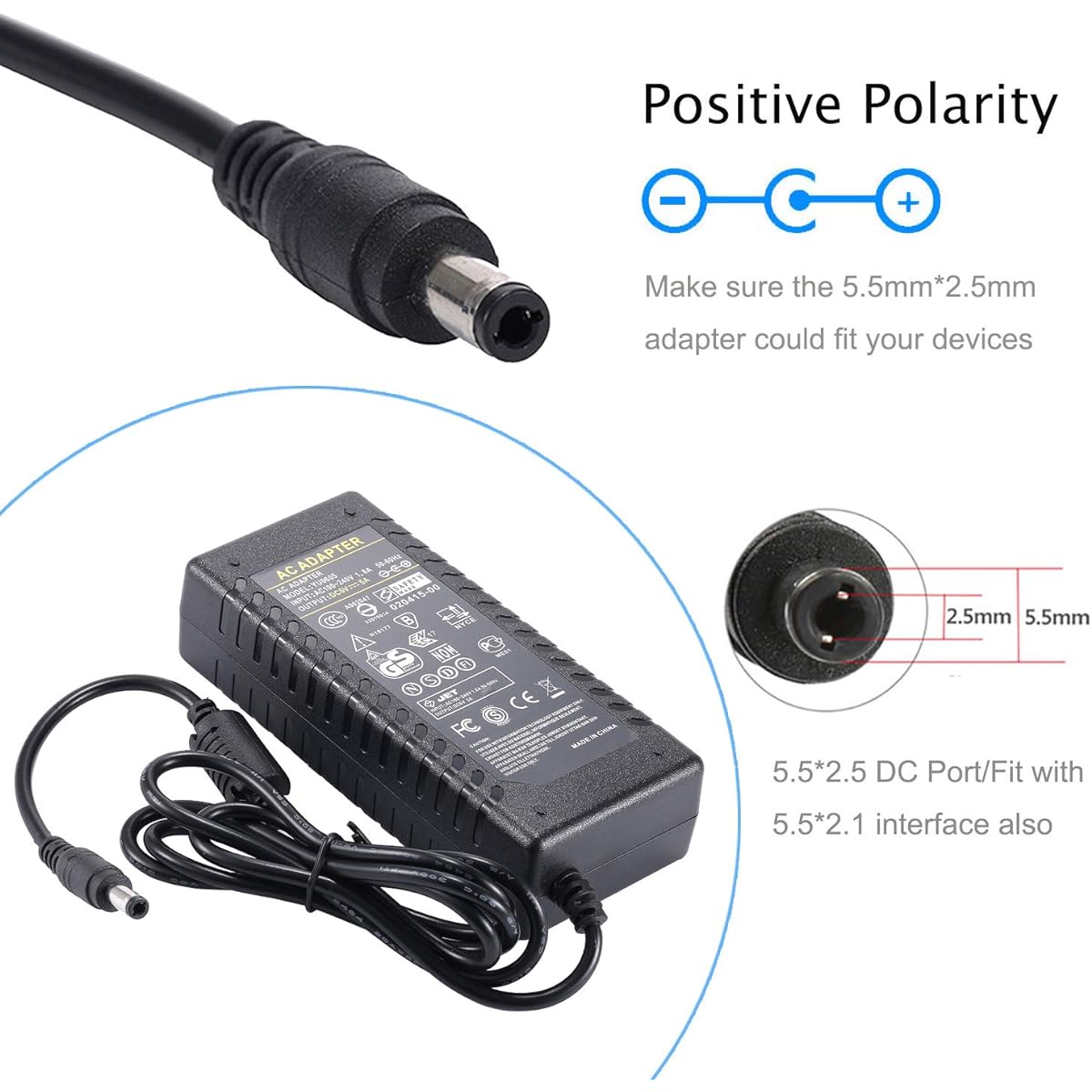 COOLM 6V 5A Power Supply - AC 100-240V to DC 6 Volt 5amp 5000mA Power Adapter Transformer Max 30 Watts 30W AC Cord Included