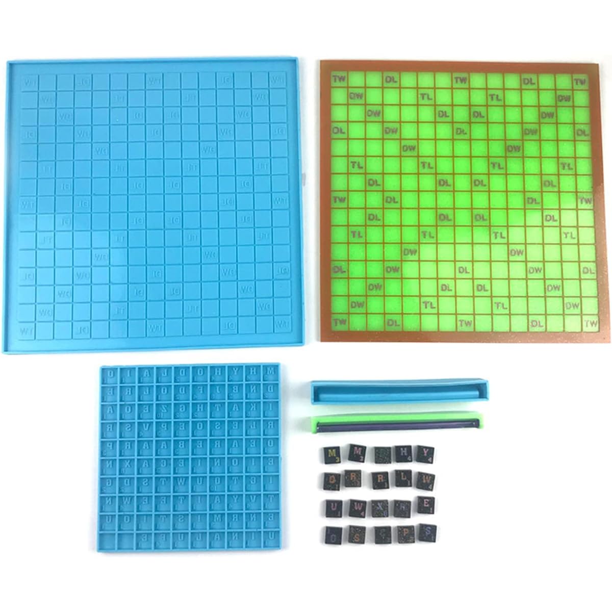 Scrabble Board Game Mold Set, 3PCS DIY Silicone Puzzle Game Mold, Resin Game Casting Mold, English Spelling Puzzle, Alphabet Letter Word Matching, Gift for Boys/Girls/Kids/Teens/Adults
