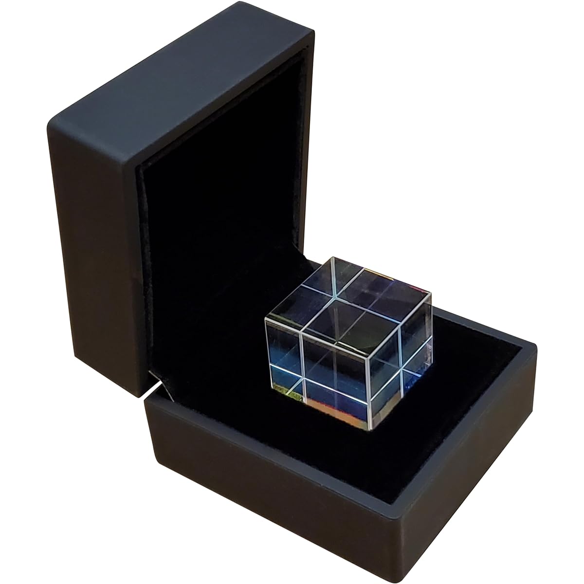 Labnique 25mm Glass Cube Prism RGB Dispersion Prism X Cube Dichroic Cube Hinged Gift Box Optical Teaching Photo Effect Decoration
