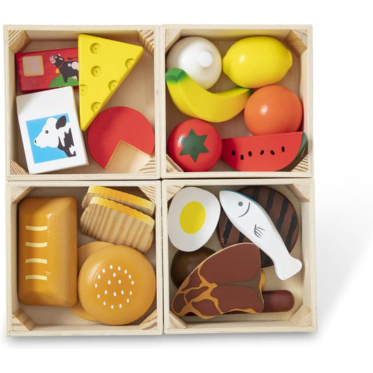 (Standard Version) - Melissa & Doug Food Groups - 21 Hand-Painted Wooden Pieces and 4 Crates