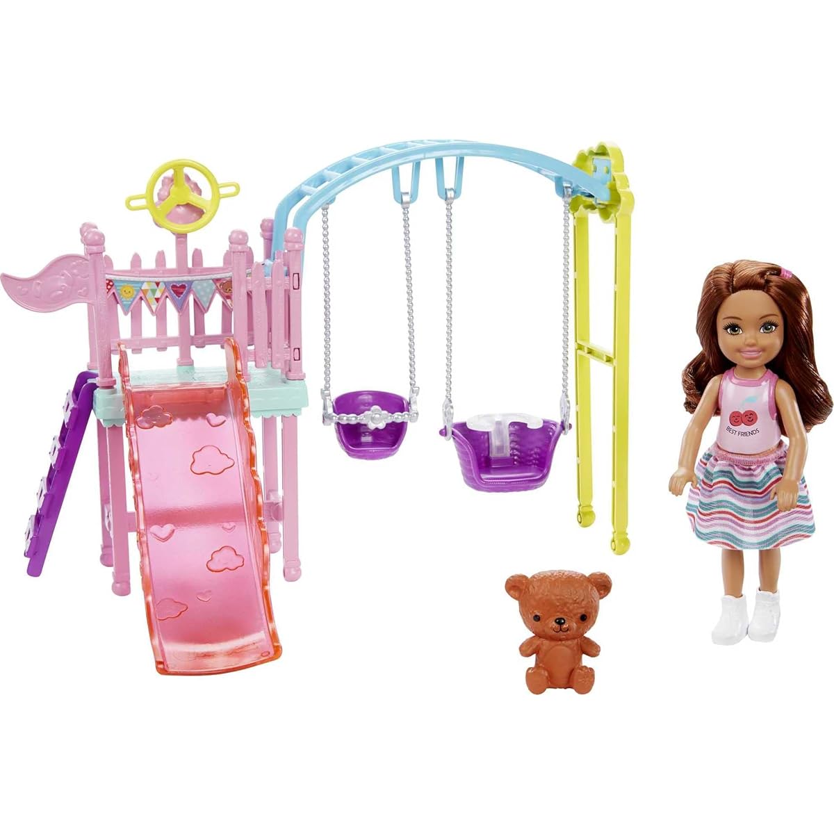 Mattel - Barbie Club Chelsea Doll and Swing Set Playset, Brunette