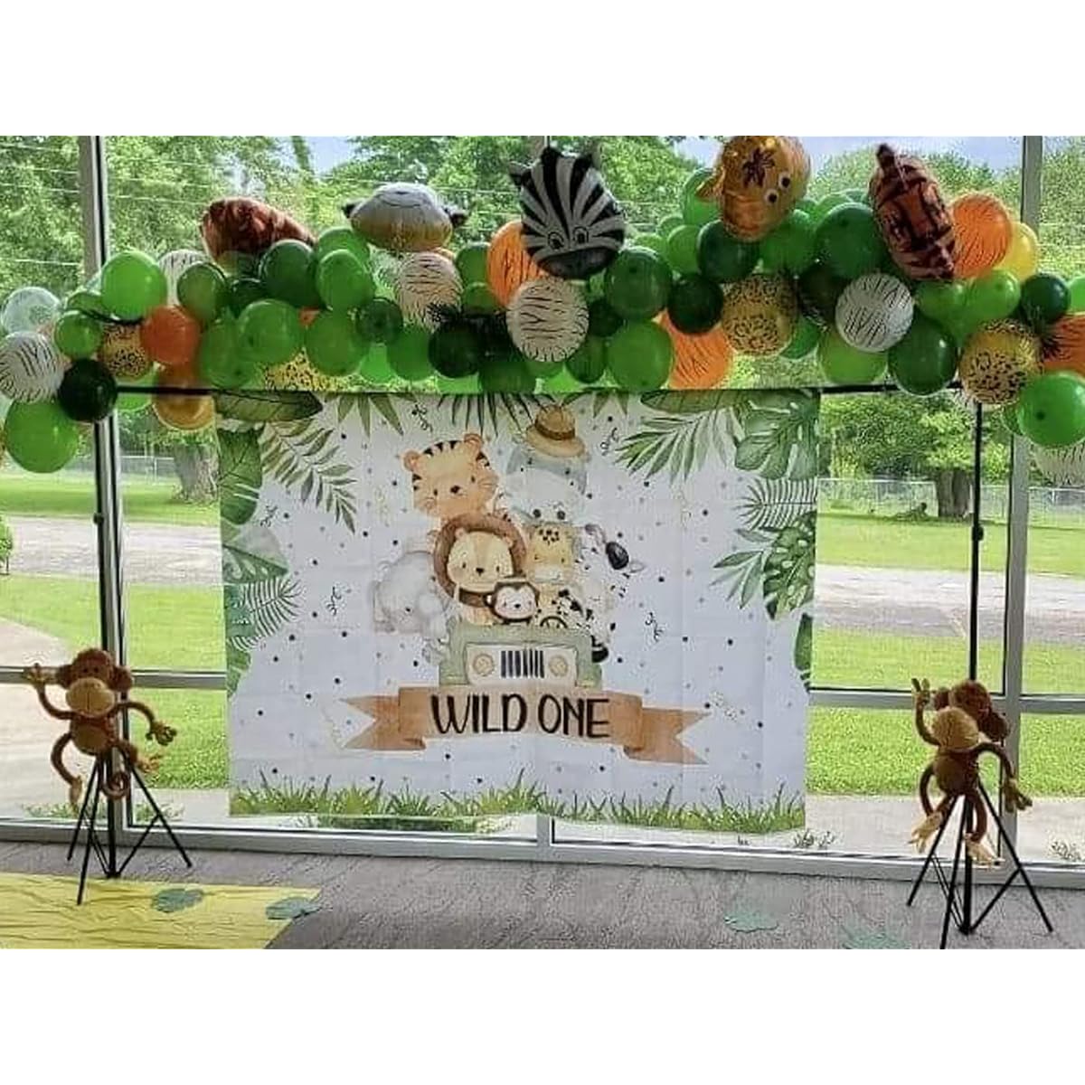 Avezano Wild One Backdrop 5x3ft 1st Birthday Safari Party Decoration Drive First Birthday Photo Booth Backdrop Jungle Animal Theme Dessert Table Banner (5x3ft)