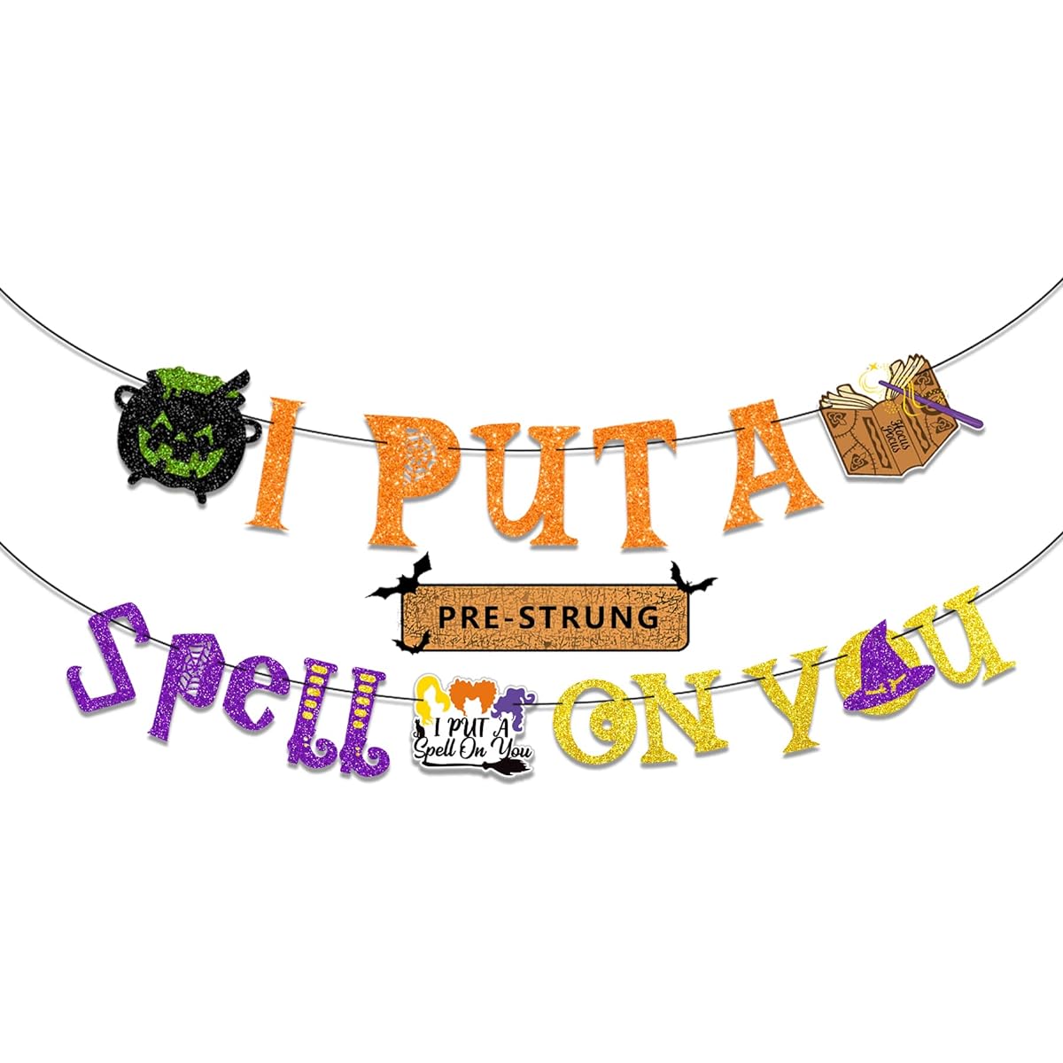 I Put A Spell On You Banner Glitter Hocus Pocus Halloween Decorations Witch Party Decorations Hocus Pocus Birthday Party Supplies