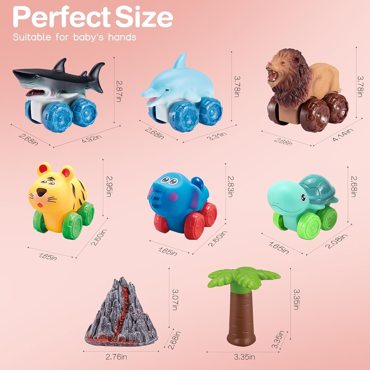 Kimiangel Soft Rubber Baby Toy Car with Play Mat Storage Bag, Cartoon Cars Animal Vehicles with Push and Go Wheels for Toddlers and Kids 18 Months and Up, Christmas & Birthday Gifts for Boys and Girls