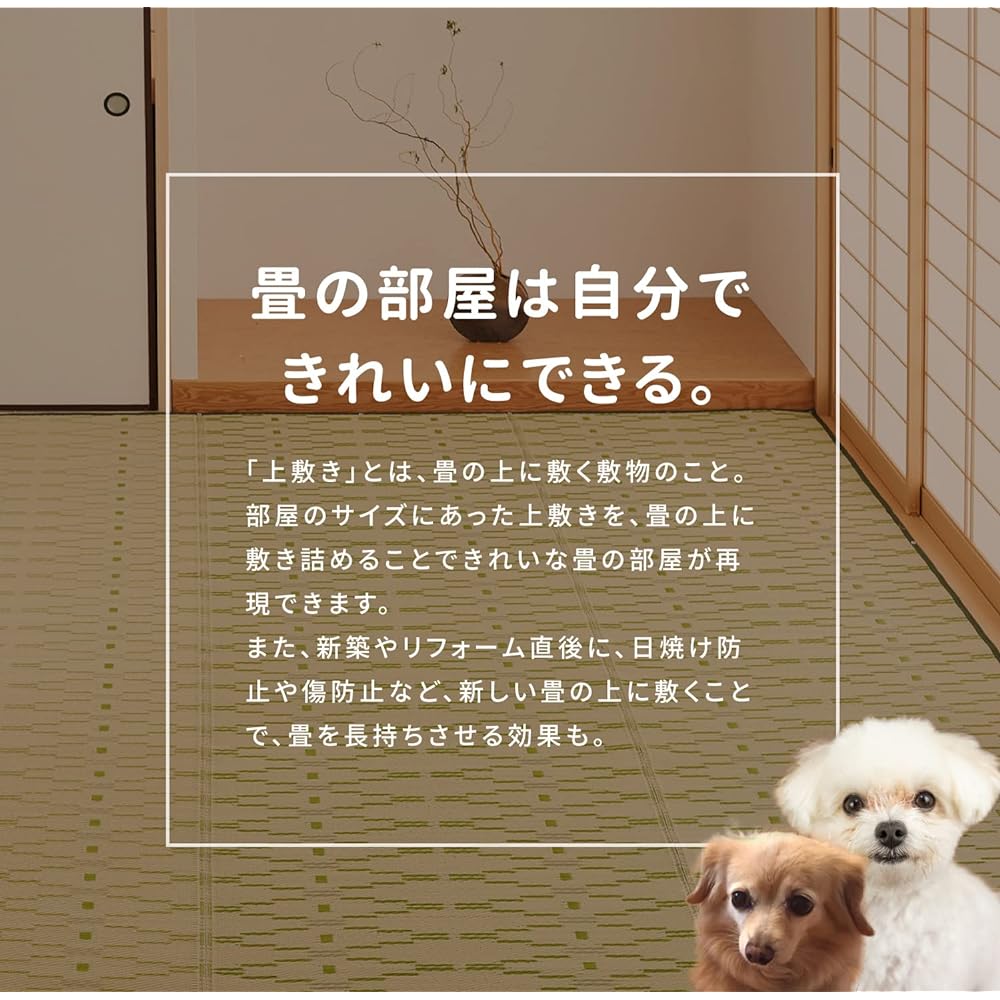 Hagiwara Rug, PP pattern overlay, flower mat, green, 8 tatami mats, rush style, washable "willow" (approx. 348 x 352 cm) 81947580
