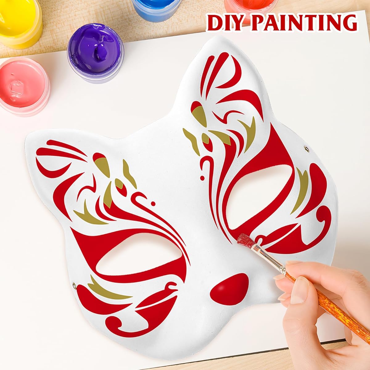 Toyvian Halloween Cat Mask 10 Pieces Halloween Cat Mask Blank Paper Blank Hand Painted DIY Mask Full Face Opera Masquerade Mask