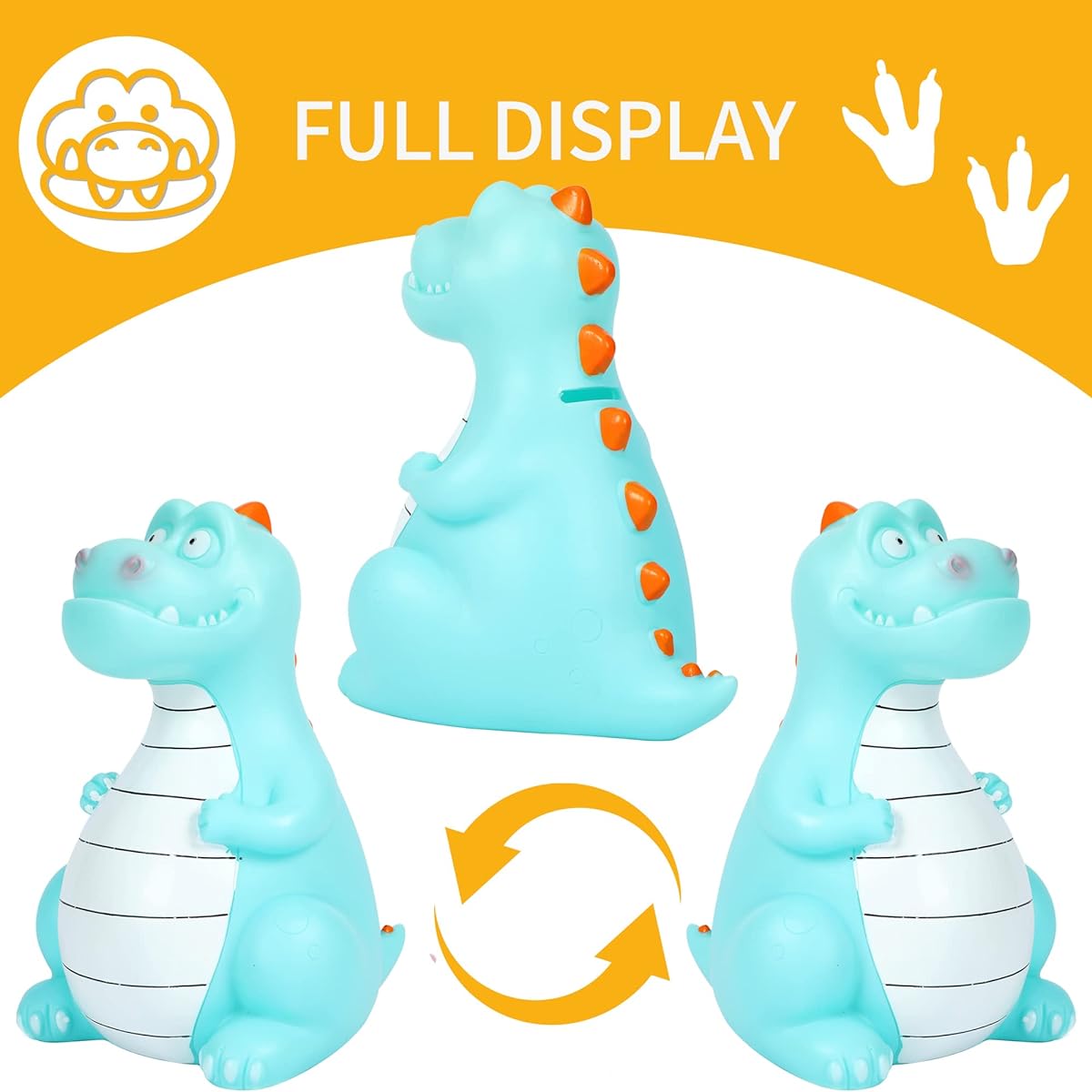 H&W Dragon Money Bank (Blue) Shatterproof Dinosaur Piggy Bank First Money Bank Christmas Birthday Perfect for Kids/Boys/Girls/Home Decoration