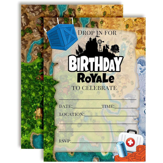 AmandaCreation Video Game Birthday Party Invitations - 20 5"x7" fill-in cards, 20 white envelopes included