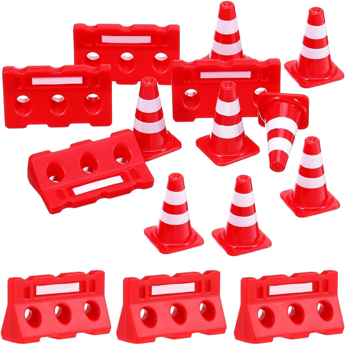 NUOBESTY Kids Toys Mini Stop Signs 24pcs Mini Plastic Traffic Cones Miniature Road Block Signs Playset Small Road Block Cone Model Educational Learning Developmental Toys Educational Toys