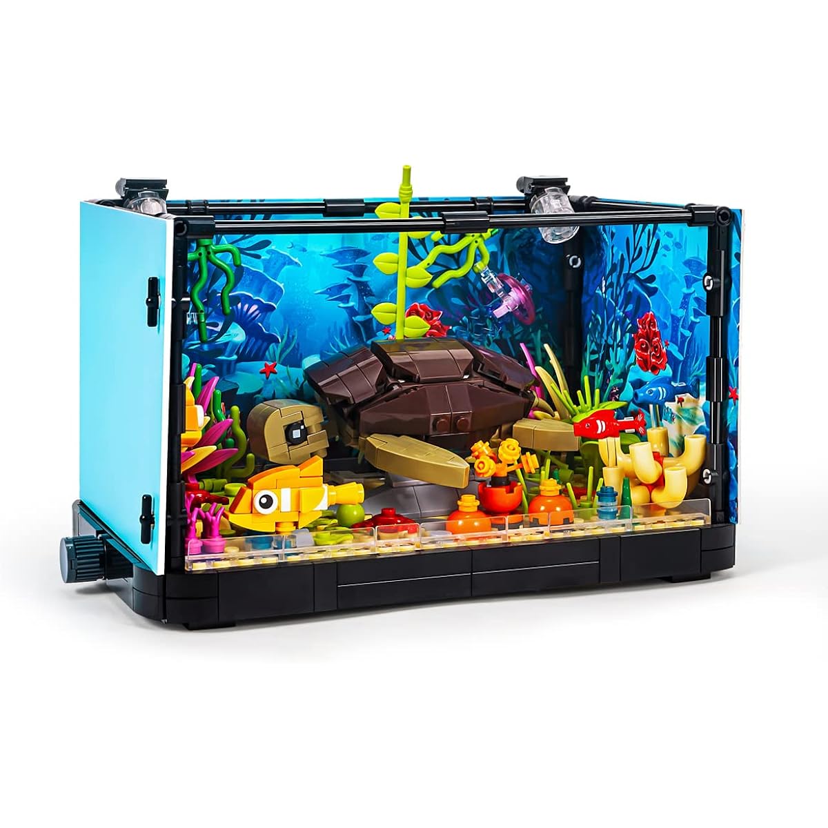 SEMKY Fish Tank Turtle Building Blocks Set with LED Light (753 Pieces) Creative Sea Animal Model Gifts for Kids and Adults