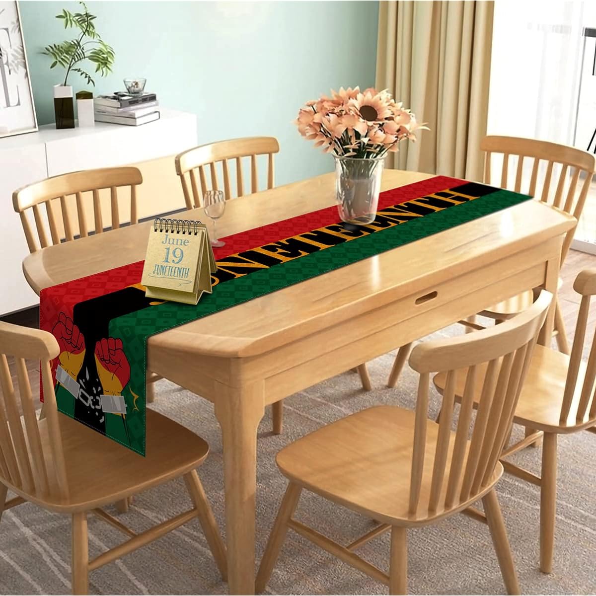 Nepnuser Juneteenth Table Runner African American Afro American Independence Freedom Day Rustic Rustic Dining Room Kitchen Table Indoor Outdoor Decor