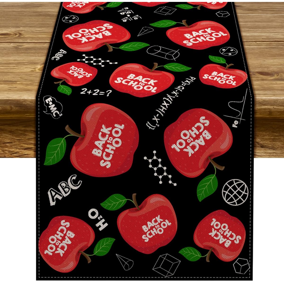 Back to School Apple Table Runner First Semester Student Kids Party Kitchen Dining Room Home Decoration