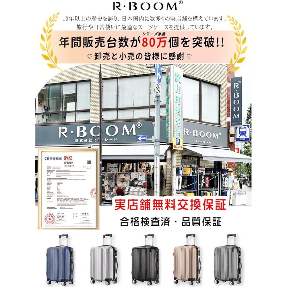 R・BOOM Carry Case, Suitcase, Large Size, Durable, Ultra Lightweight, Multi-functional, Large Capacity, Shockproof, Silent 360° Rotation, Overseas Travel Case, Business Trips, No Noise, Suitcase, Small