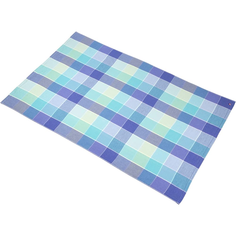 nishikawa [Nishikawa] Imabari Towel Body Towel (90X140cm) 100% Cotton Gauze & Pile Reversible Soft and Fluffy for Everyday Use to Going Out Checked Imabari Gauze of Happiness Made in Japan Blue TT51502001B