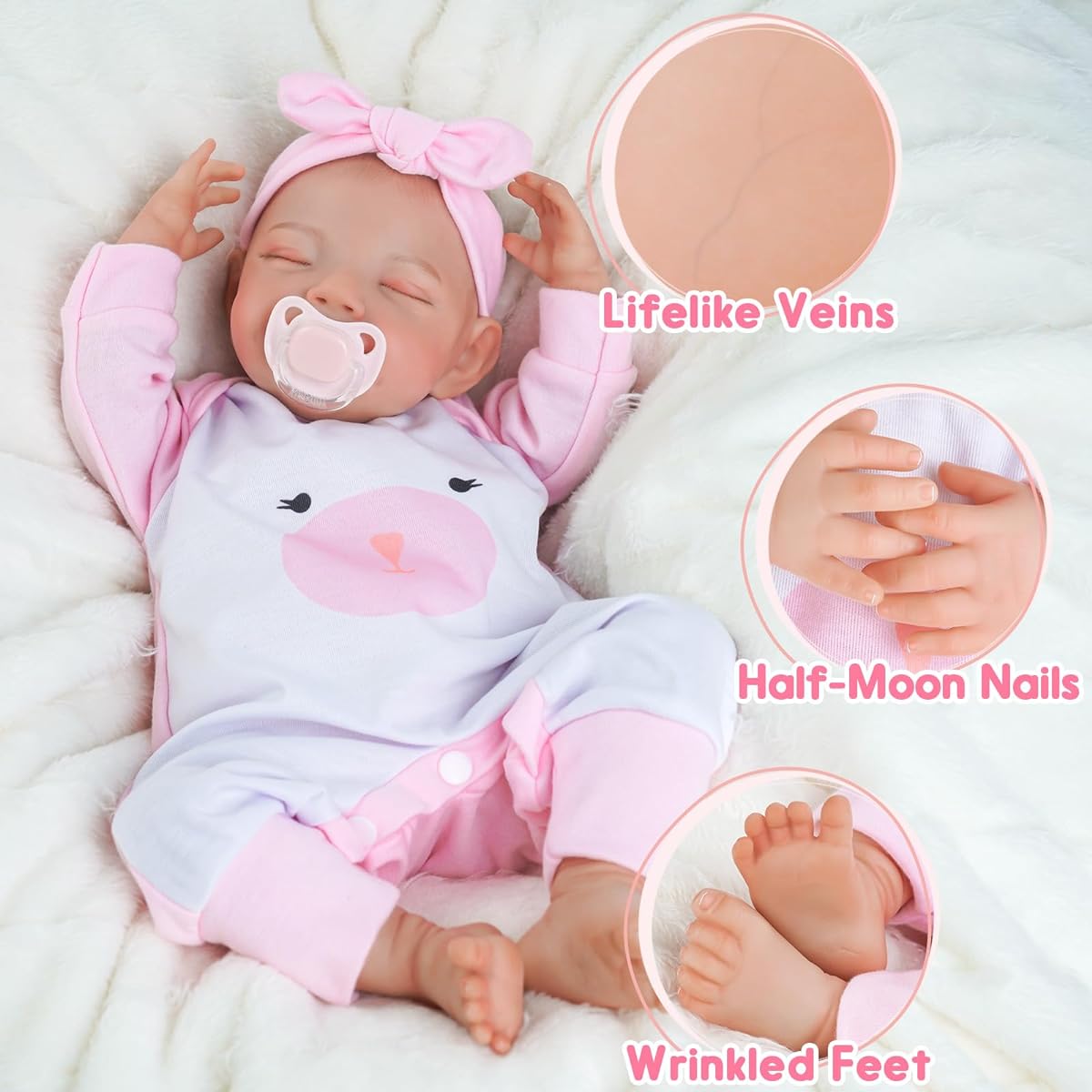 BABESIDE Realistic Baby Doll with Heartbeat 20 Inch Handmade Reborn Baby Doll Girl Crying Lifelike Baby Doll Ages 3+