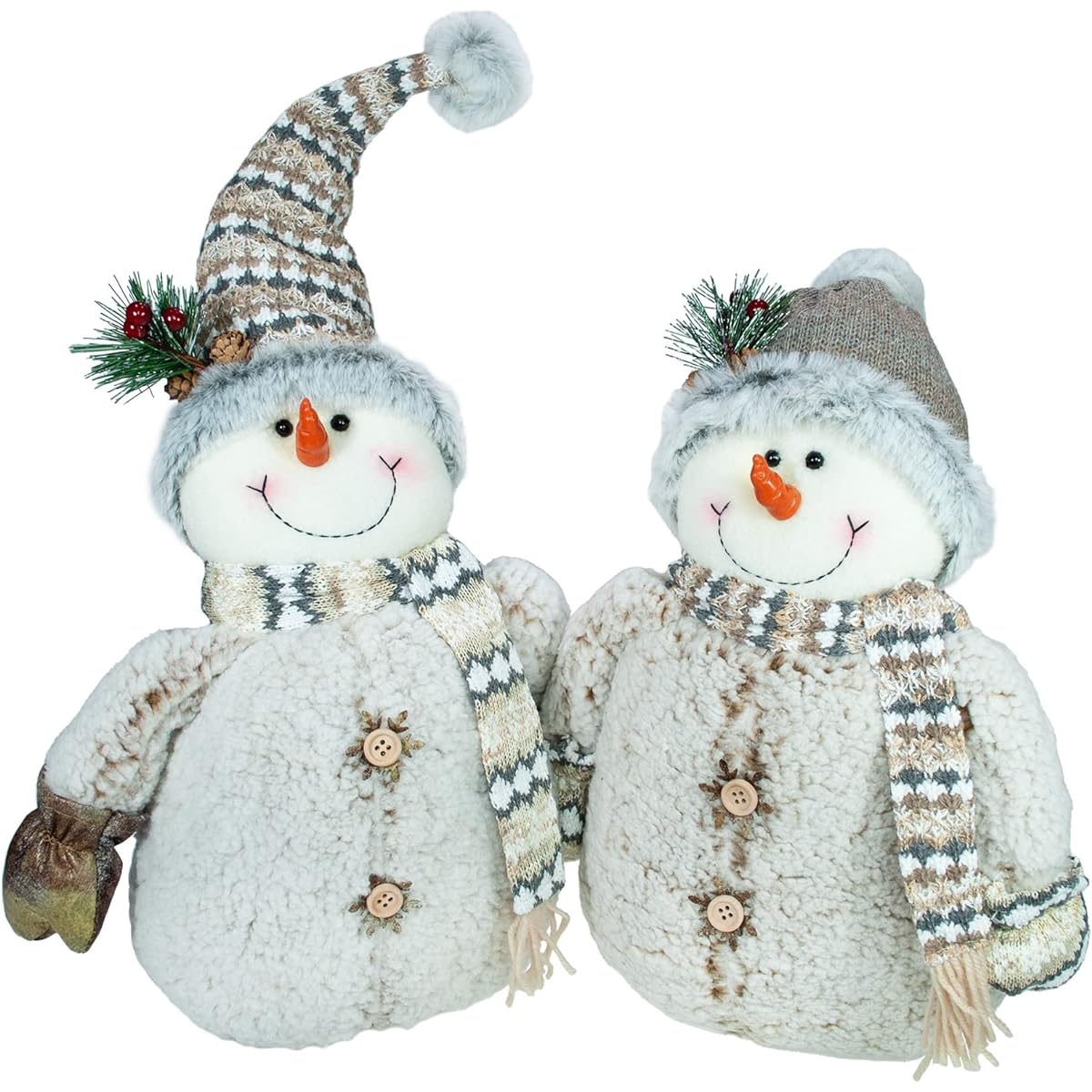 Hanna's Handiworks Frosty the Snowman Plush Toy Table Sitter Decorate Your Table Mantel Holiday Winter Decor Christmas or Winter Housewarming Gift (Set of 2)