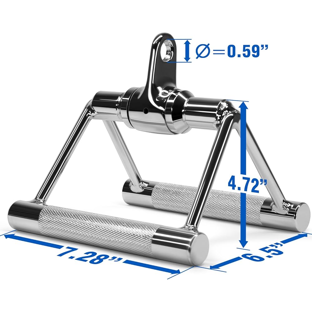 Yes4All Double D Handle LAT Cable Attachment Double Row Rotate Chrome Diamond Knurling Gym Tricep Press Down for Pectoral and Deltoid Exercises [Genuine Japanese Import Product] TX83