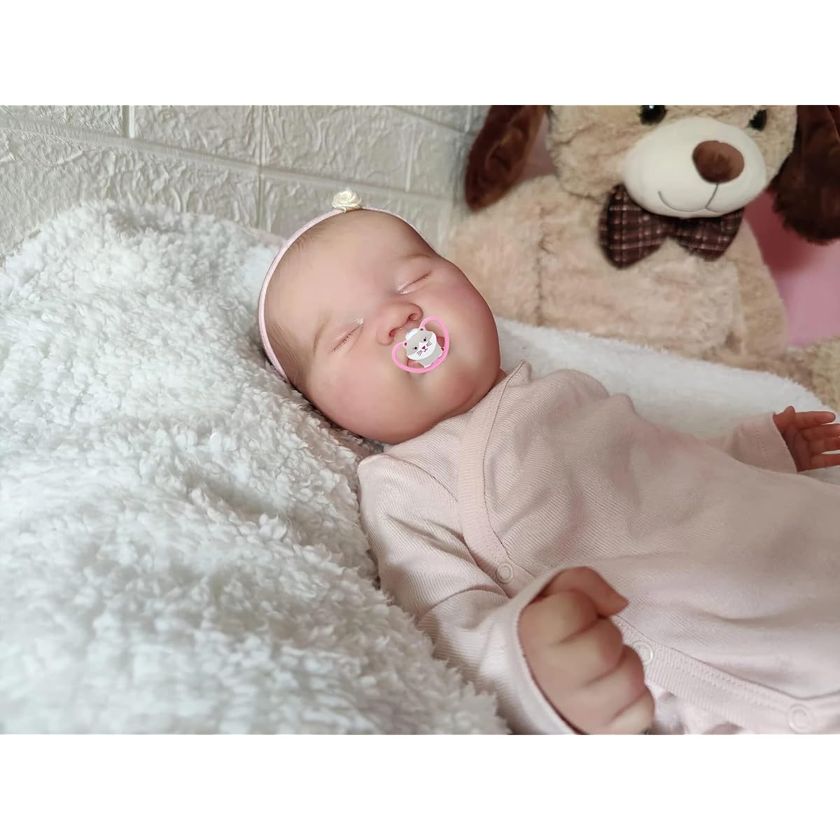 Wamdoll 20inch 50cm Realistic Baby Size Rooted Eyelashes Sleeping Silicone Vinyl Limbs Reborn Baby Doll Realistic Newborn Doll Visible Veins, Eternal Lover