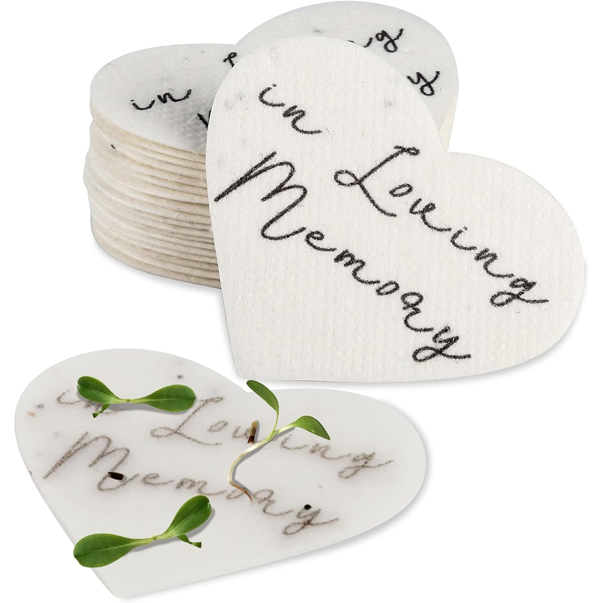 Plantable Wildflower Seeds Paper Heart Shaped with Loving Memory - 50 Sympathy Gifts for Losing a Dad - Funeral Memorial Seed Paper Packets for Guests (Cards Not Included)