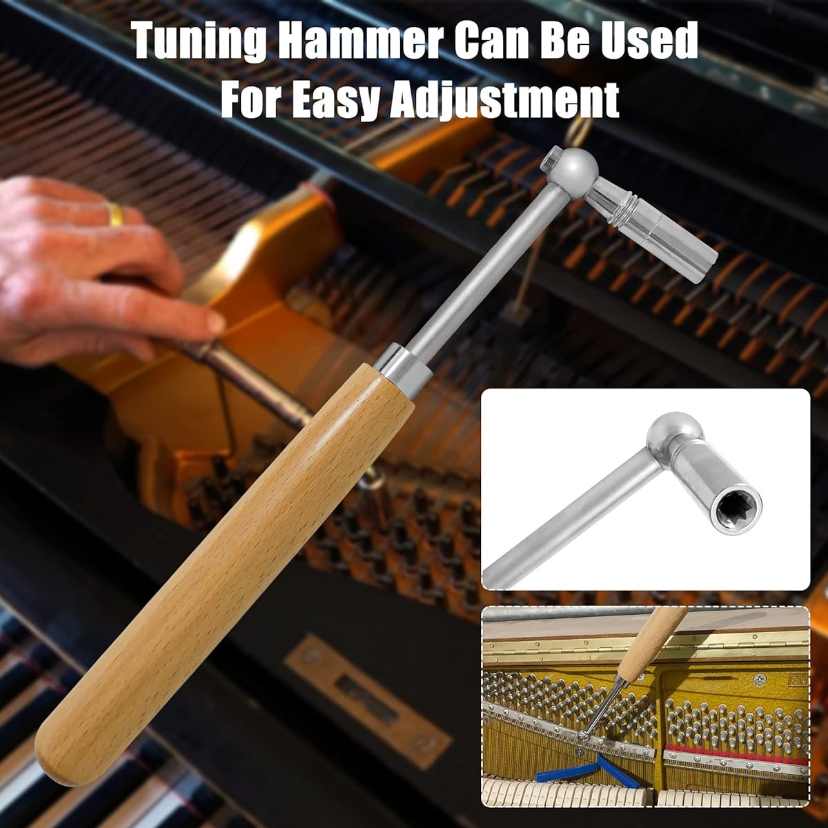 Professional Piano Tuning Kit Piano Tuner Hammer Mute Kit Tool Piano Tuning Lever Tool with Case 6 Pieces