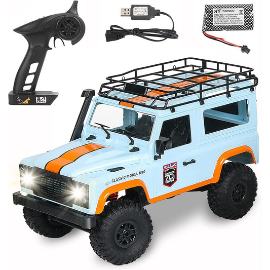 GHDVOP RC Car, Radio Controlled Crawler, Radio Controlled Car, Off-Road, 2.4GHz, 4WD, Four-Wheel Drive, Independent Suspension, 1/12 Scale, Crawler, For Kids and Adults, With LED, Vehicle Model, Gift, Birthday, Christmas (Blue)