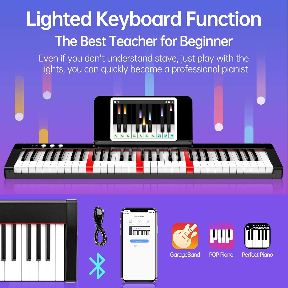 TERENCE electronic keyboard 61 keys optical keyboard