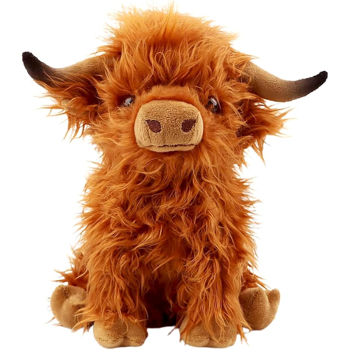 Gluutoyashop Highland Cow Plush Toy Scottish Highland Cow Stuffed Animal Cute Farm Plush Toy Christmas Birthday Gift for Adults Boys Girls (Brown 11 inch)