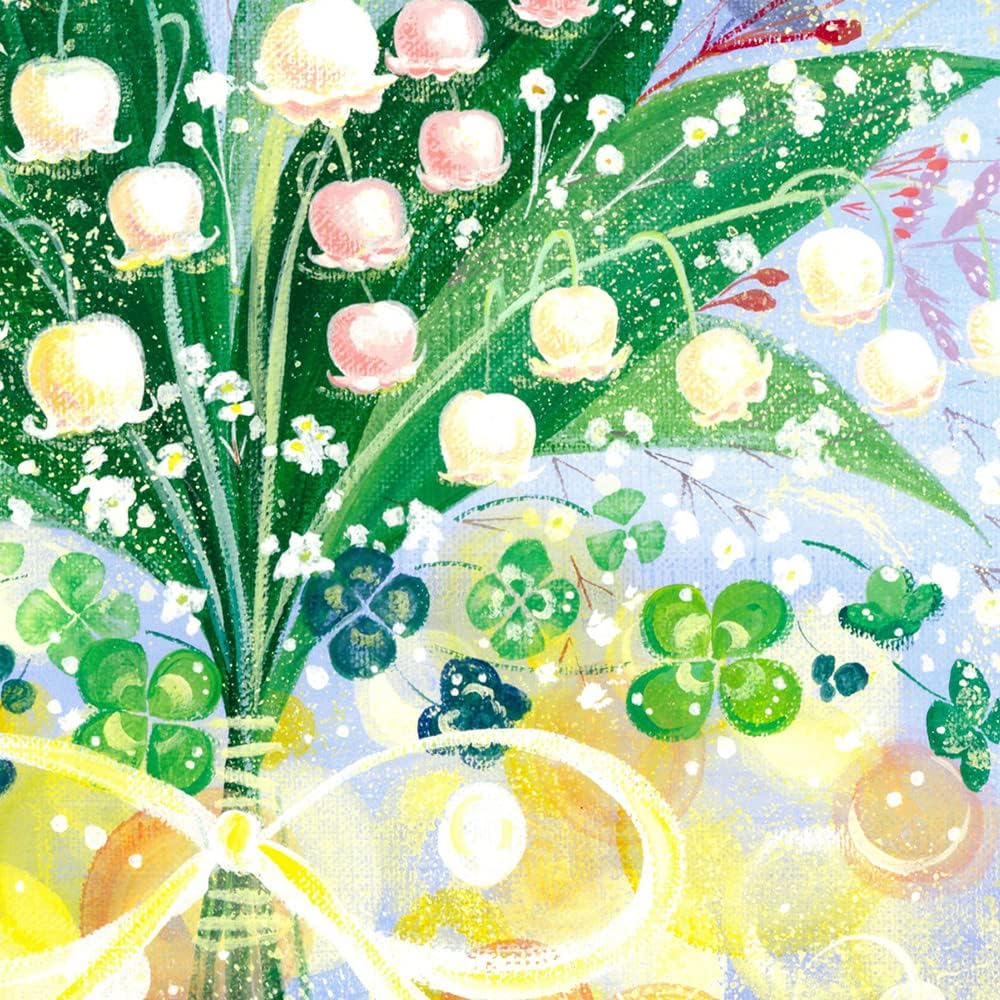 Painting Interior Lily of the Valley Language of Flowers "A Bouquet of Circulating Happiness" (M Plus Size Framed) Framed Stylish Flower Painting for Entrance Healing Store Hospital Art Poster Popular