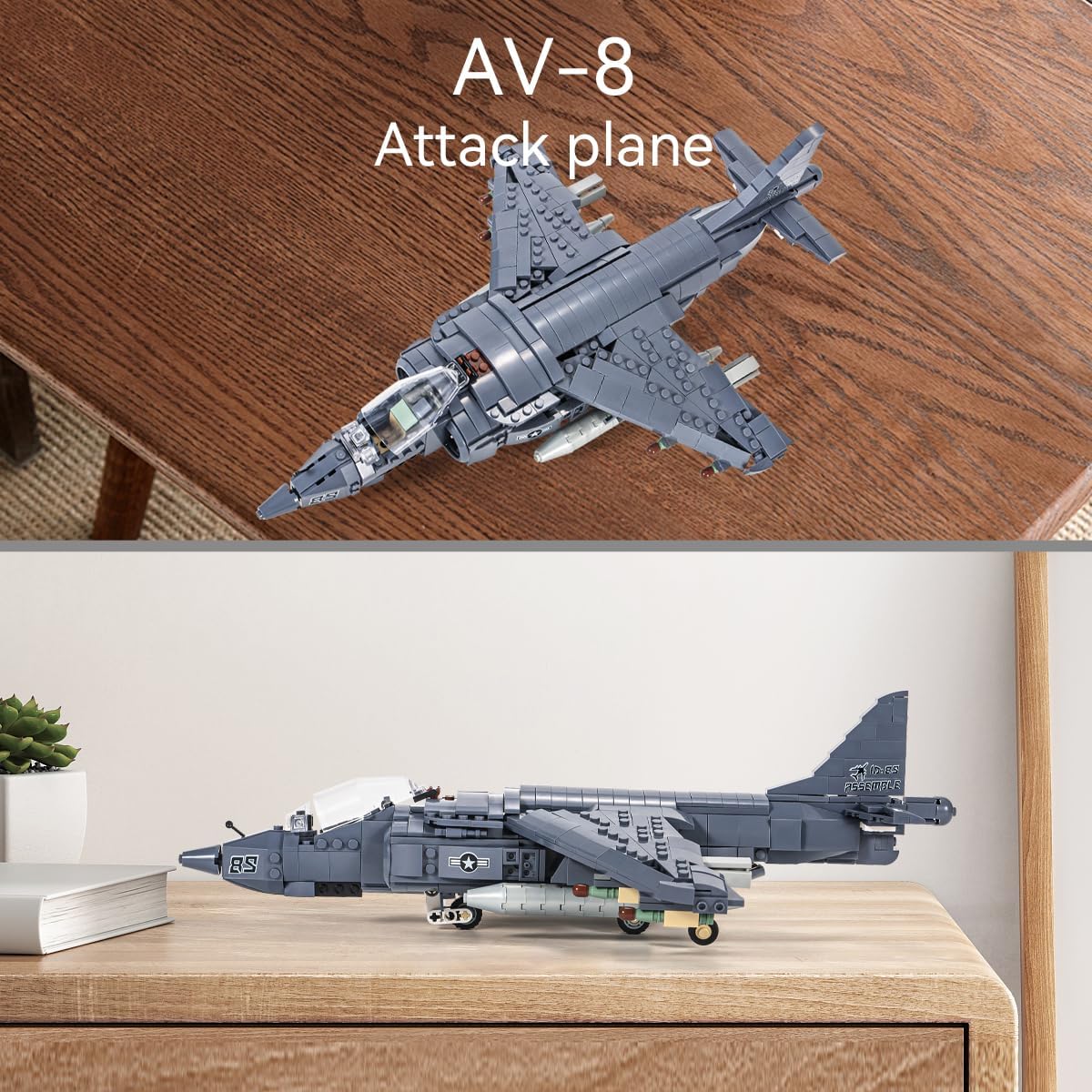 DAHONPA AV-8 Combat Military Airplane Building Blocks Set 807 Pieces Air Force Build Blocks Toys Gifts for Kids and Adults