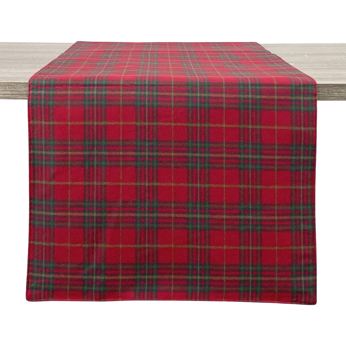 Fennco Styles Rustic Tartan Check Cotton Table Runner 16" Wide x 72" Long - Red Table Cover for Home Decoration Dining Table Banquet Holiday Everyday Use